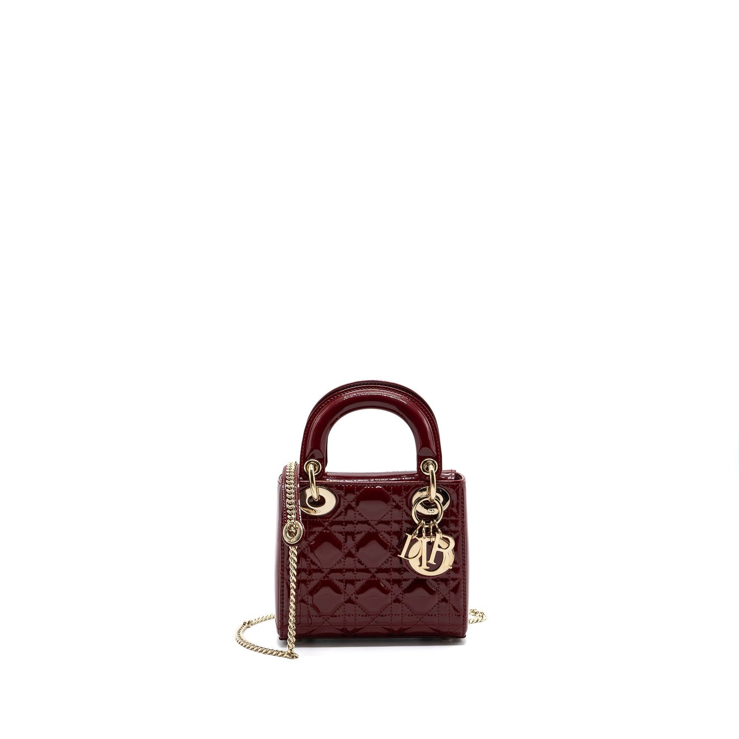 Dior Mini Lady Dior Patent Calfskin Red