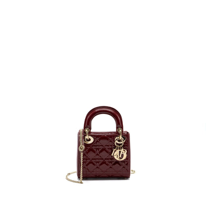 Dior Mini Lady Dior Patent Calfskin Red