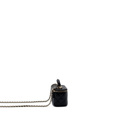 Chanel Top Handle Mini Vanity Case with chains Lambskin Black LGHW