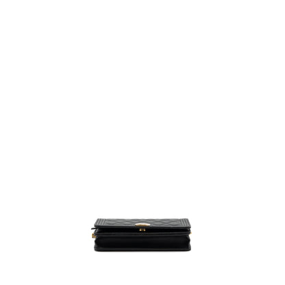 Chanel Boy Wallet On Chain Lambskin Black GHW(Microchip)