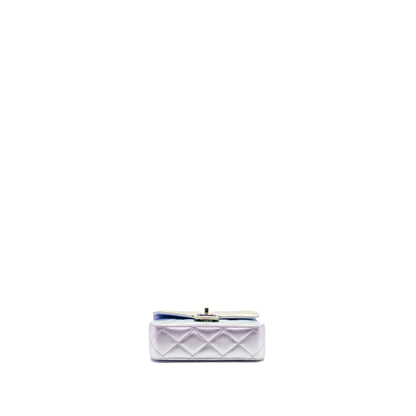 Chanel Clutch Calfskin Iridescent Multicolour with Multicolour and Silver Hardware (Microchip)