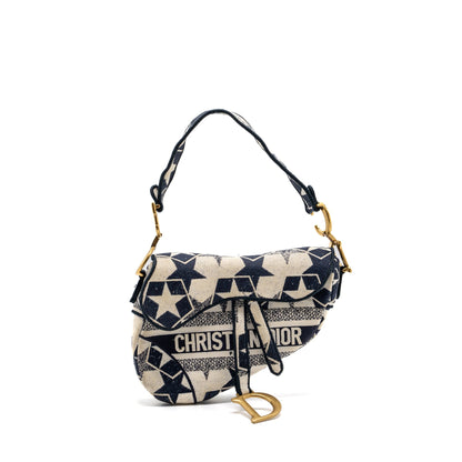 Dior saddle Purse canvas limited print dark blue / white