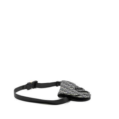 Dior saddle belt Purse blue dior oblique jacquard black hardware