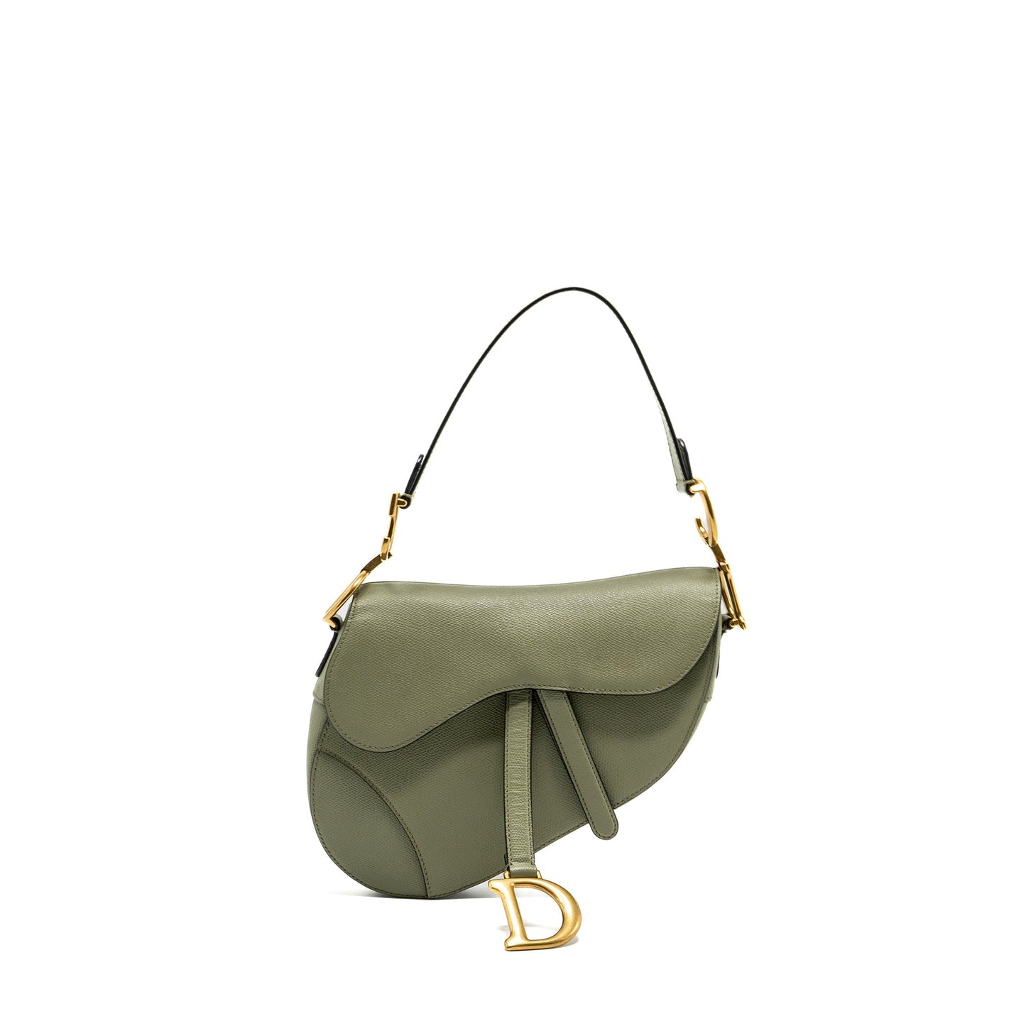Dior Medium Saddle Purse Grained Calfskin Green