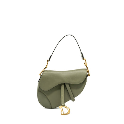 Dior Medium Saddle Purse Grained Calfskin Green