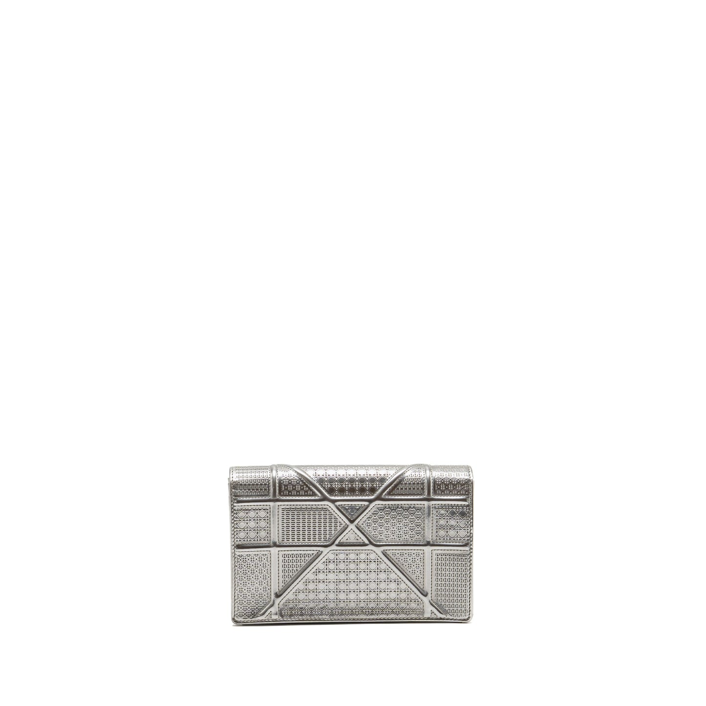 Dior Diorama Wallet on Chain Metallic Patent Silver