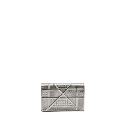 Dior Diorama Wallet on Chain Metallic Patent Silver