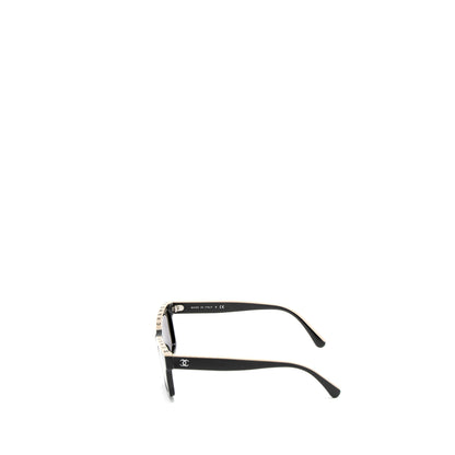 Chanel 5417 Square Sunglasses Black/Beige SHW