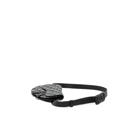 Dior saddle belt Purse blue dior oblique jacquard black hardware