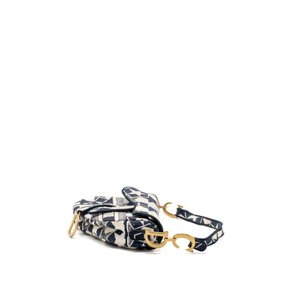 Dior saddle Purse canvas limited print dark blue / white