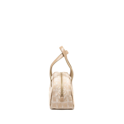 Chanel Vintage Travel Line Bowler Bag Canvas/Leather Beige GHW