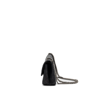 Chanel small 2.55 reissue flap bag aged calfskin black ruthenium SHW