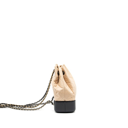 Chanel Small Gabrielle Backpack Aged Calfskin Beige/Black Multicolour Hardware