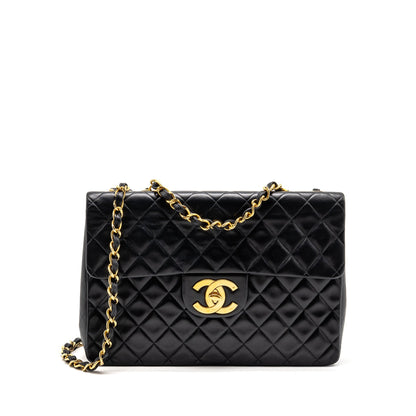 Chanel Vintage Classic Flap Jumbo Bag Calfskin Black GHW