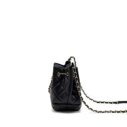 Chanel Drawstring Bucket Bag Calfskin Black LGHW