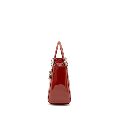 dior medium lady dior patent dark pink