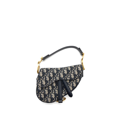 Dior Mini Saddle Purse Blue Oblique Jacquard