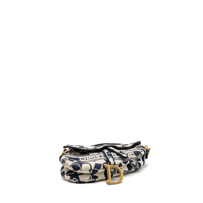 Dior saddle Purse canvas limited print dark blue / white