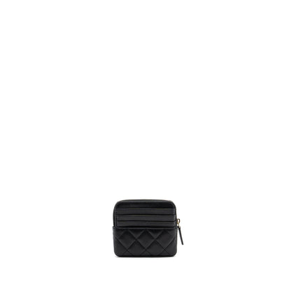Chanel square zipper pouch card holder caviar Black LGHW (microchip)