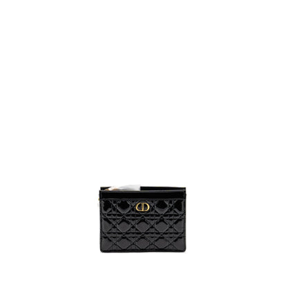 Dior Caro Pouch with Chain Patent Calfskin Black