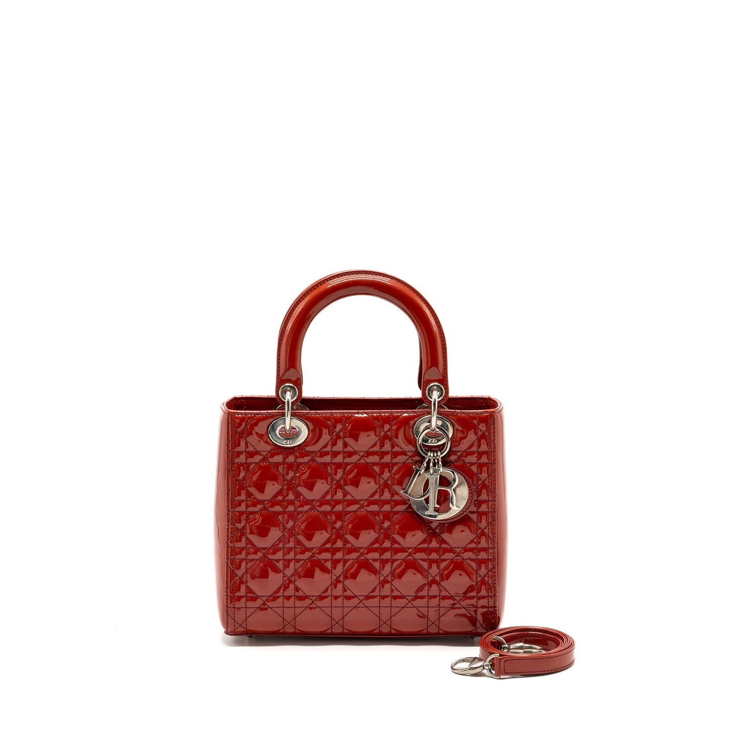 dior medium lady dior patent dark pink