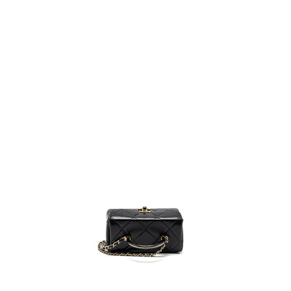 Chanel 23k top handle vanity bag shiny calfskin black GHW (microchip)