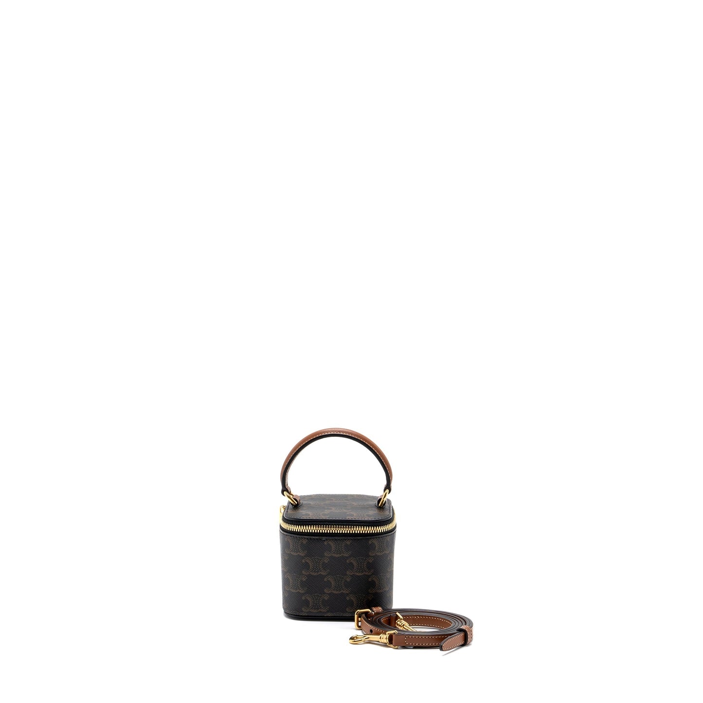 Celine Mini Vanity Case Triomphe Canvas/Calfskin Tan