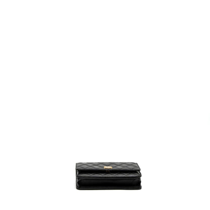 Chanel Detail Top Handle Wallet On Chain Lambskin Black Brushed GHW (Microchip)