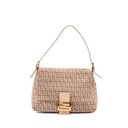 Fendi Zucchino Mama Flap Purse Jacquard Canvas Light Pink
