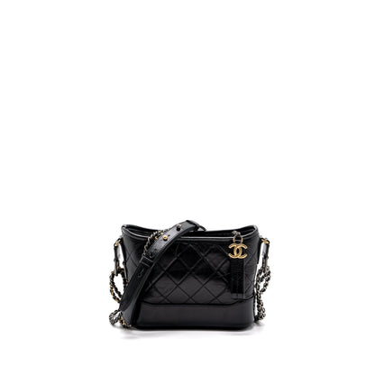 Chanel Small Gabrielle Hobo Bag Aged Calfskin Black multicolour Hardware