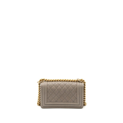 Chanel Small Boy Bag Caviar Light Grey GHW
