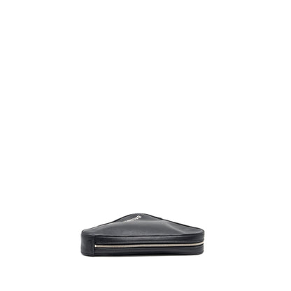 Balenciaga triangle zip clutch calfskin black