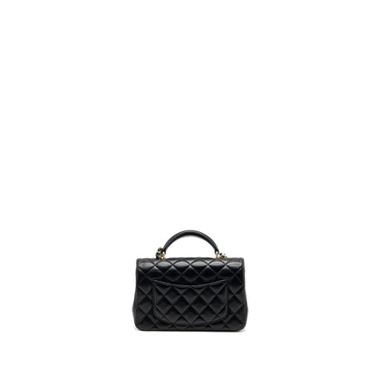 Chanel Top Handle Mini Rectangular Lambskin Black LGHW(Microchip)