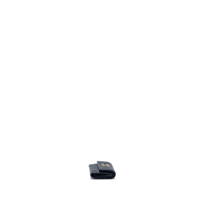 Chanel detailed giant logo Card holder caviar dark blue LGHW