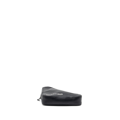 Balenciaga triangle zip clutch calfskin black