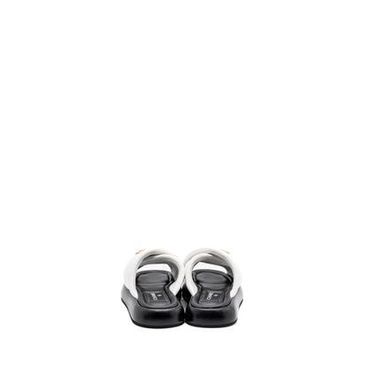 Chanel Size 39 Quilted Sandal Lambskin White/Black LGHW