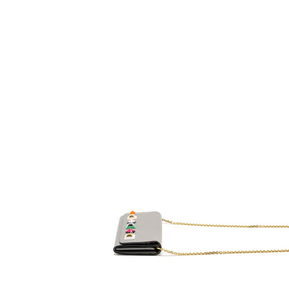 Fendi Vitello Liberty Studded Chain Wallet Calfskin Grey / Multicolour