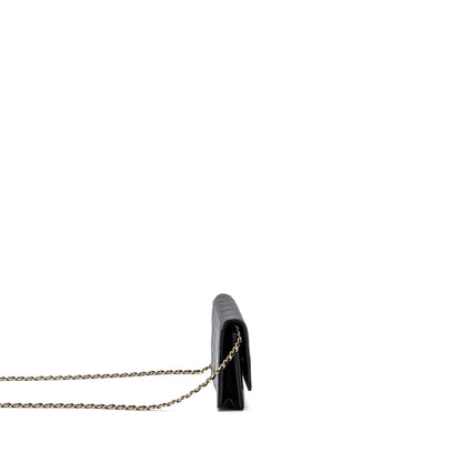 Chanel Detailed Logo Wallet On Chain Black Caviar LGHW (microchip)