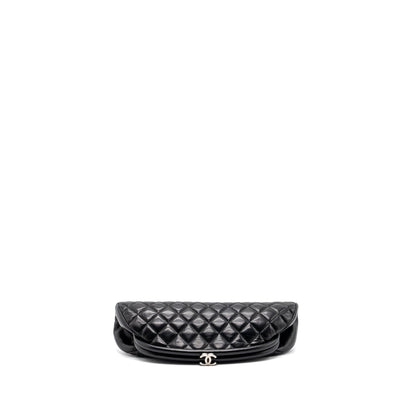 Chanel timeless kiss lock clutch evening bag lambskin Black SHW