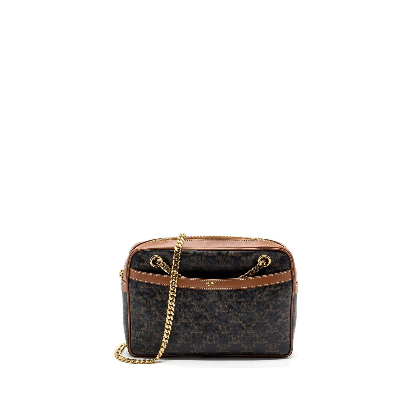 Celine patapans Purse triomphe canvas/Leather brown