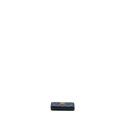 Chanel detailed giant logo Card holder caviar dark blue LGHW