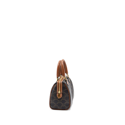 Celine Small Boston Purse Triomphe Canvas/ Leather Brown