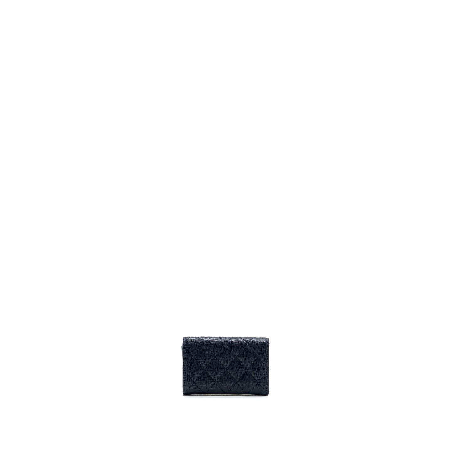 Chanel detailed giant logo Card holder caviar dark blue LGHW