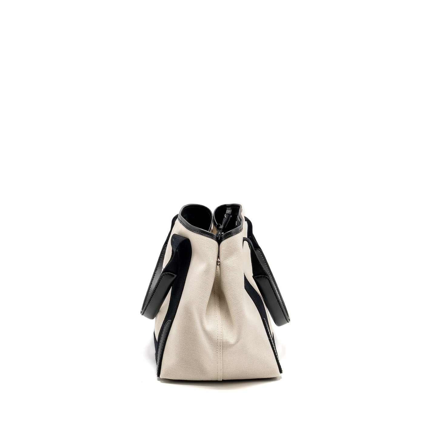 Balenciaga Cabas Tote Purse Canvas/Calfskin Natural/Black