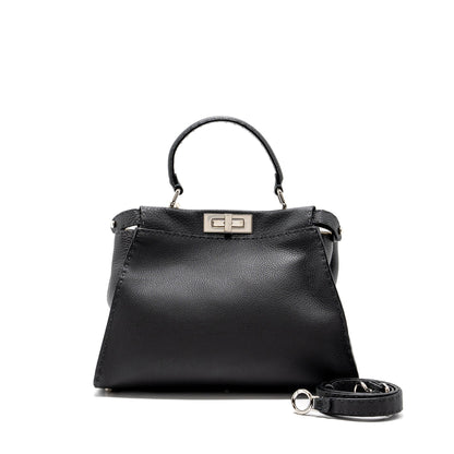 Fendi Medium Peekaboo Purse Selleria Leather Black