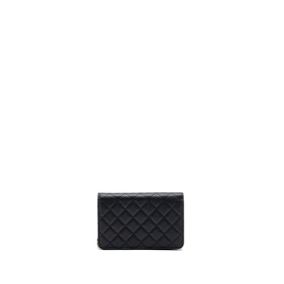 Chanel Detailed Logo Wallet On Chain Black Caviar LGHW (microchip)