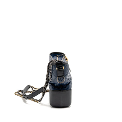 Chanel Gabrielle Hobo Bag Aged Calfskin Navy/Black Multicoloured Hardware