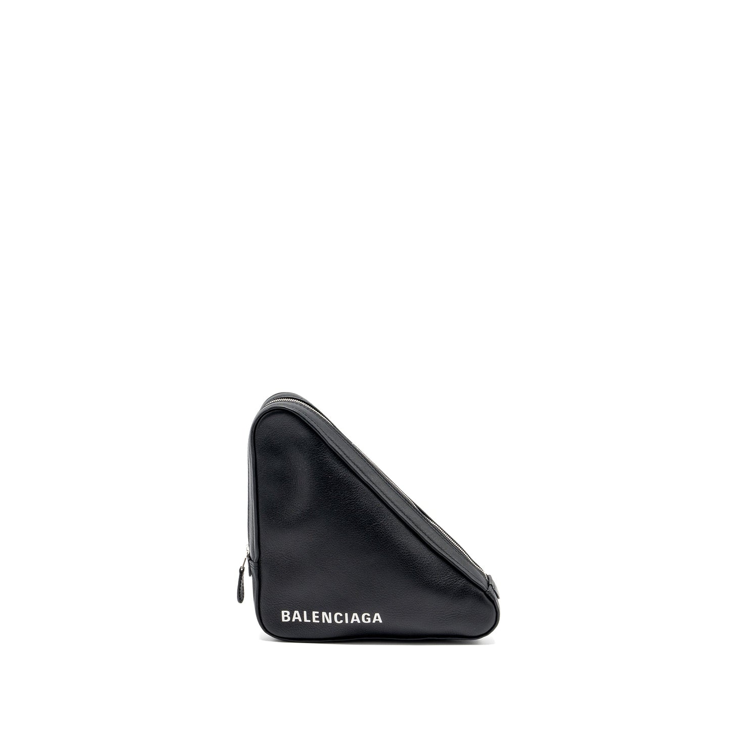 Balenciaga triangle zip clutch calfskin black