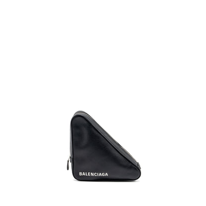 Balenciaga triangle zip clutch calfskin black