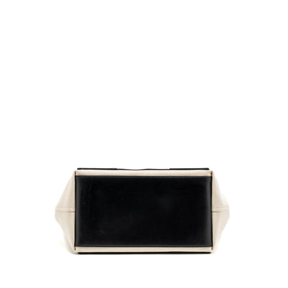 Balenciaga Cabas Tote Purse Canvas/Calfskin Natural/Black